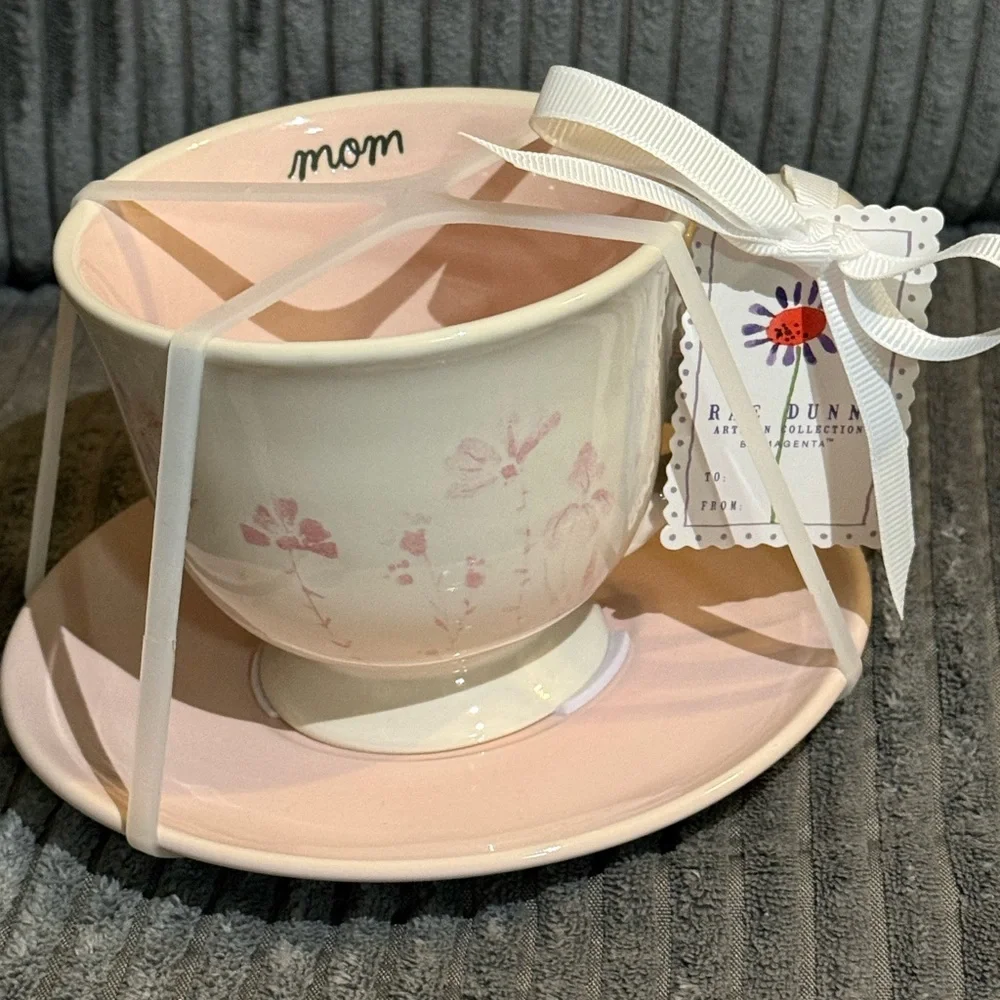 Rae Dunn Pink Blossom Teacup and Saucer